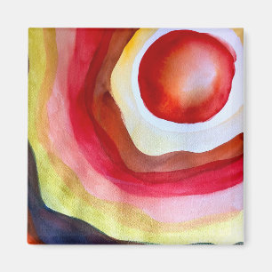 Aimant Art de coucher de soleil à l'aquarelle soleil