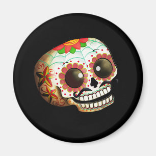 Aimant Art de crâne de Dia de Los Muertos Sugar