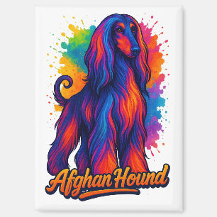 Aimant Art de la pop hound afghane - Chien coloré vibrant