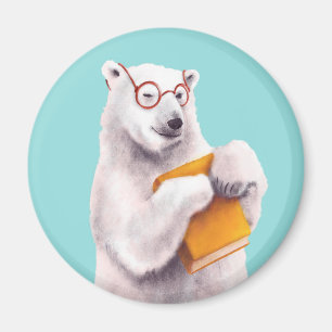 Aimant Art de lecture de l'ours polaire - Louveur de livr