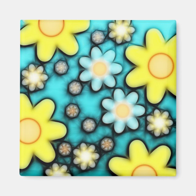 Aimant Art de l'énergie jaune et bleu (Devant)