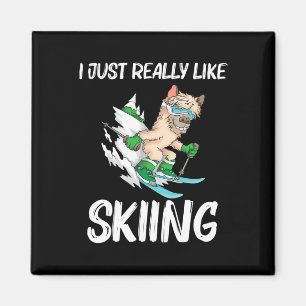 Aimant Art de ski drôle pour hommes femmes skieur de ski