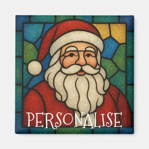 Aimant Art déco vitrail de Noël Santa personnalisé