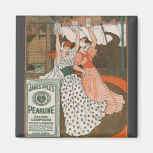 Aimant Art d'étiquette de produit vintage Pearline Modern