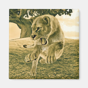 Aimant Art dramatique de la lionne safari faune