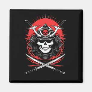 Aimant Art du guerrier Soleil levant Crâne de Samouraï