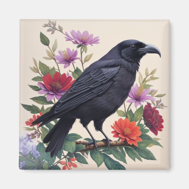 Aimant Art Floral Coloré Raven (Devant)