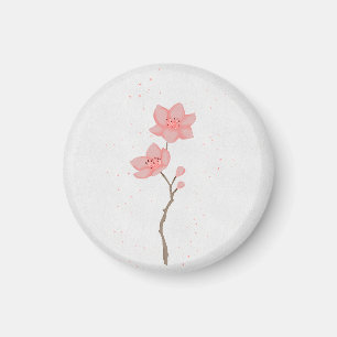 Aimant Art floral minimaliste rose Sakura fleur de cerisi