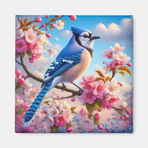 Aimant art floral/printanier Geai bleu