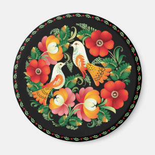Aimant Art Folk Exquise Oiseaux Fleurs Belle Décor