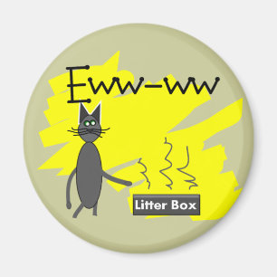 Aimant Art gris de chat--Poubelle et chat Stinky hilares
