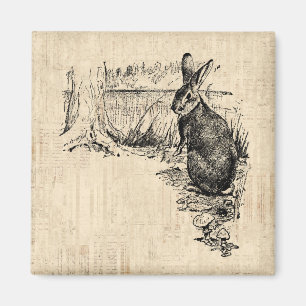Aimant Art lapin vintage illustré