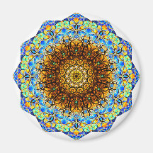 Art mandala bleu et jaune