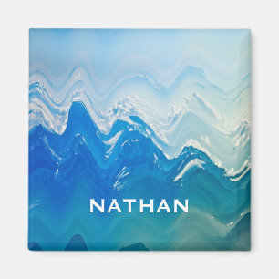 Aimant Art moderne Abstrait Blue Ocean Personnalisé