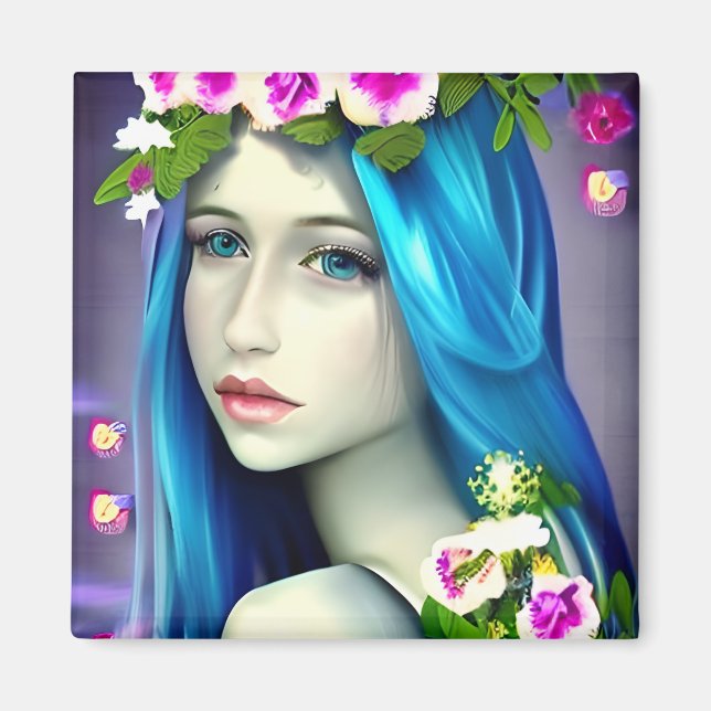 Aimant Art mystique | Belle Fée Bleue (Devant)