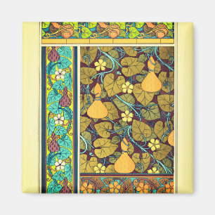 Aimant Art nouveau automne floral élégant gourde rouge vi