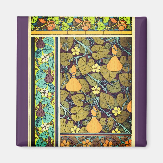 Aimant Art nouveau automne floral élégant gourde rouge vi (Devant)