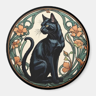 Aimant Art Nouveau Black Cat