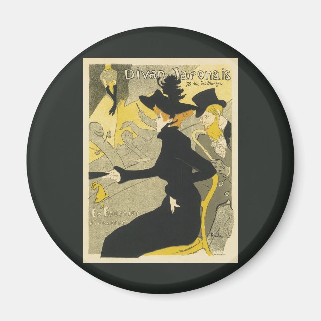 Aimant Art Nouveau, Divan Japonais par Toulouse Lautrec (Devant)