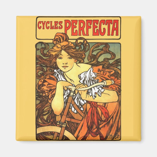 Aimant Art Nouveau Vélo Mucha Art (Devant)