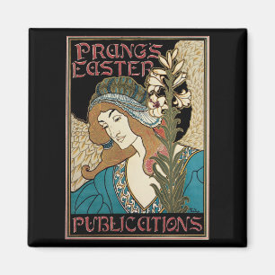 Aimant Art Nouveau vintage, publications de Pâques de Pra