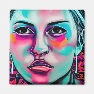 Aimant Art numérique Le visage des femmes AI Généré Le vi