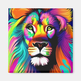 Aimant Art numérique Lion coloré