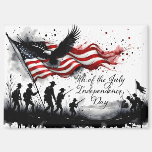 Aimant Art patriotique du 4 juillet avec drapeau et solda