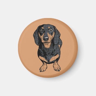 Aimant Art Pop Doxie Chien Noir et Feu Graphique de Bande