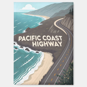 Aimant Art rétro de voyage de la Pacific Coast Highway
