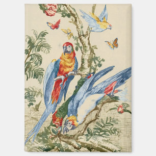 Aimant Art Tropical Antique de Perroquet et Papillon de G