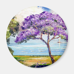 Aimant Art tropical d'arbre de Jacaranda