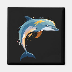 Aimant Art vectoriel dauphin aux couleurs vives