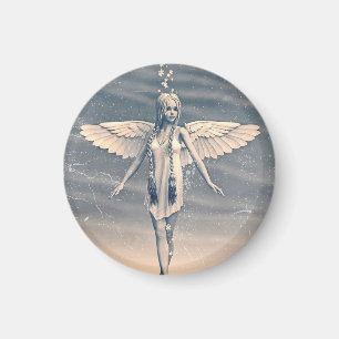 Aimant Art vintage de l'ange gardien arc-en-ciel