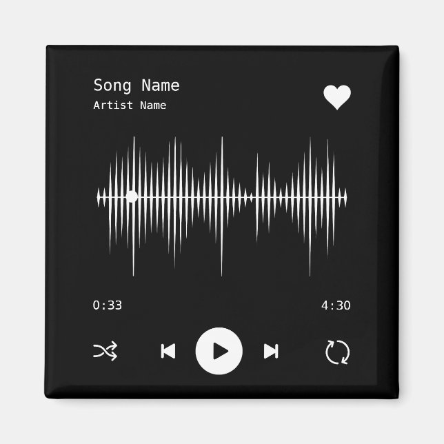 Aimant Artiste et chanteur de musique Noir personnalisé (Devant)