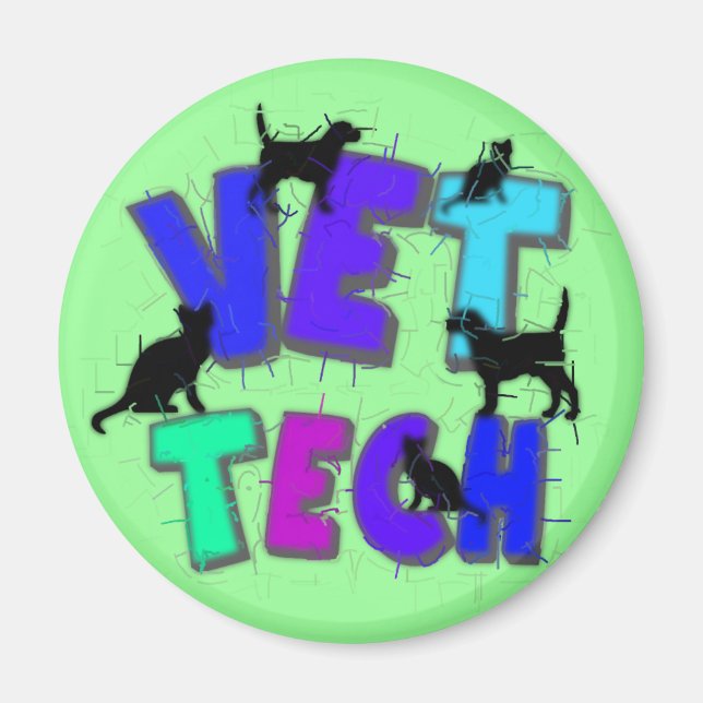 Aimant Artsy Vet Tech Cadeaux, dessin unique artiste dess (Devant)