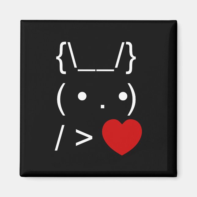 Aimant ASCII Texte Art Lapin Lapin Donner Coeur (Devant)