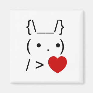 Aimant ASCII Texte Art Lapin Lapin Donner Coeur