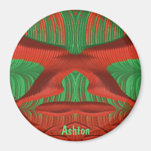 Aimant ASHTON ~ Nuances de vert, Fractage rouge de Noël ~