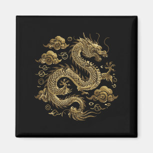 Aimant Asiatique Dragon Nuages Chinois Vintage Japonais H