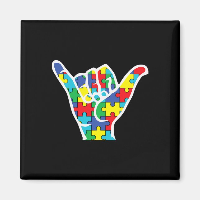 Aimant asl love signe main sensibilisation sur l'autisme  (Devant)