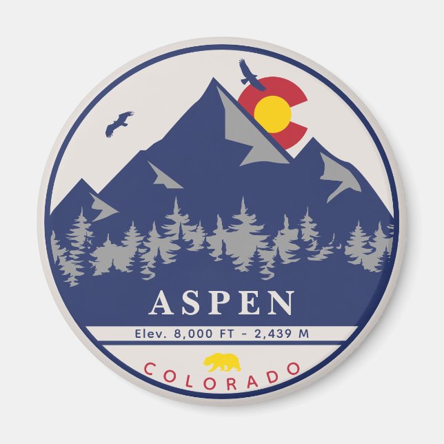 Aimant Aspen Colorado Retro Sunset Camping Souvenirs (Devant)