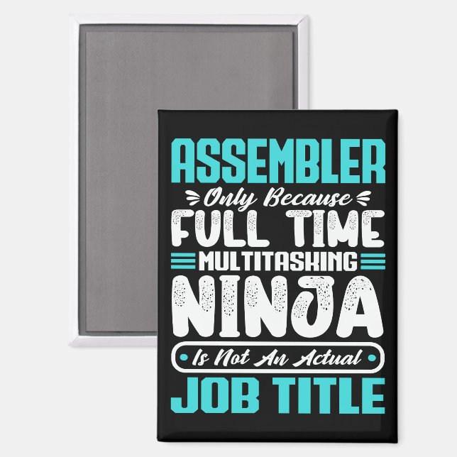 Aimant Assembleur Titre de travail Profession Drôle Assem (Recto/Verso)