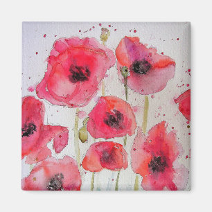 Aimant Assiette de fête en papier motif fleur de pavot ro