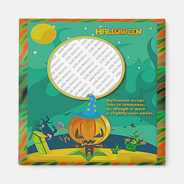 Aimant Assistant Halloween Jack o' Lantern Ajouter cadre  (Devant)