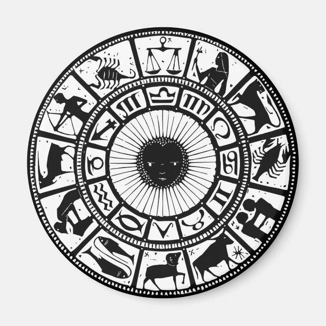 Aimant Astrologie vintage Roue Zodiaque (Devant)