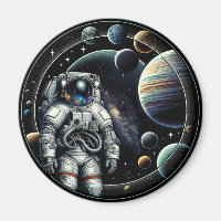 Astronaute vintage et planètes