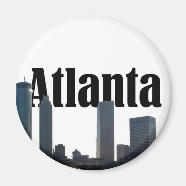 Aimant Atlanta Georgia Skyline avec Atlanta dans le ciel (Devant)