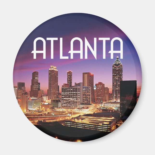 Aimant Atlanta, Géorgie City skyline la nuit (Devant)