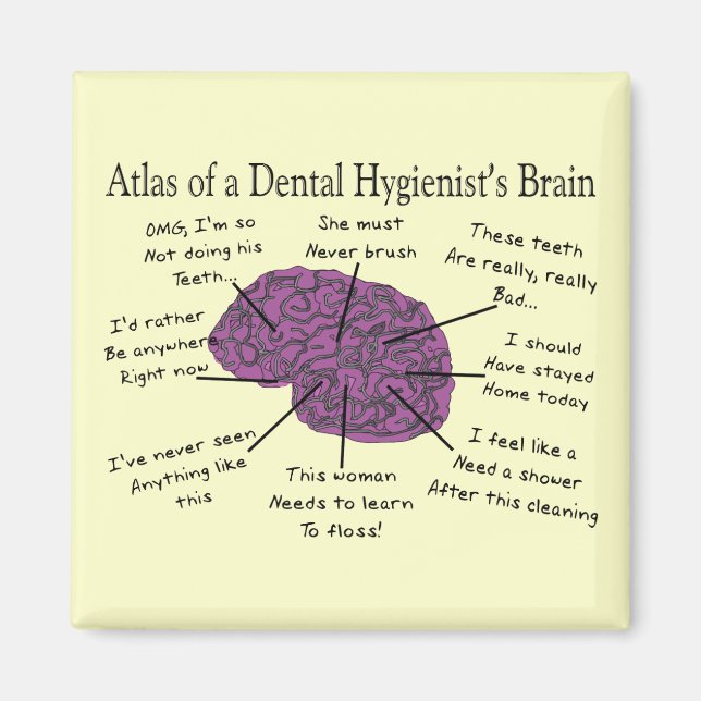 Aimant Atlas du cerveau d'un hygiéniste dentaire (Devant)
